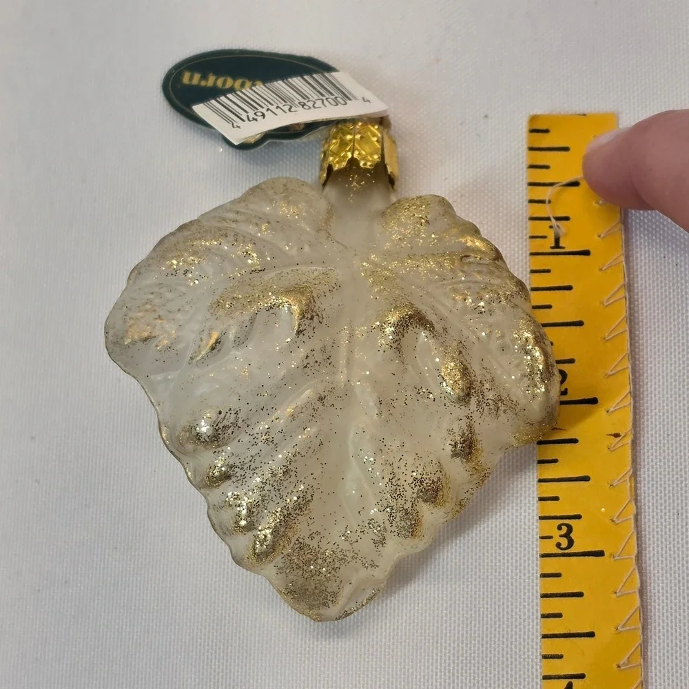 Christborn Ornaments Gold New Glass Angel Leaf Finial 3pc Set Germany